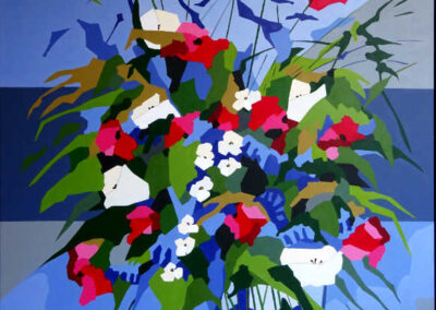 Abstrakt maleri af blomsterbuket