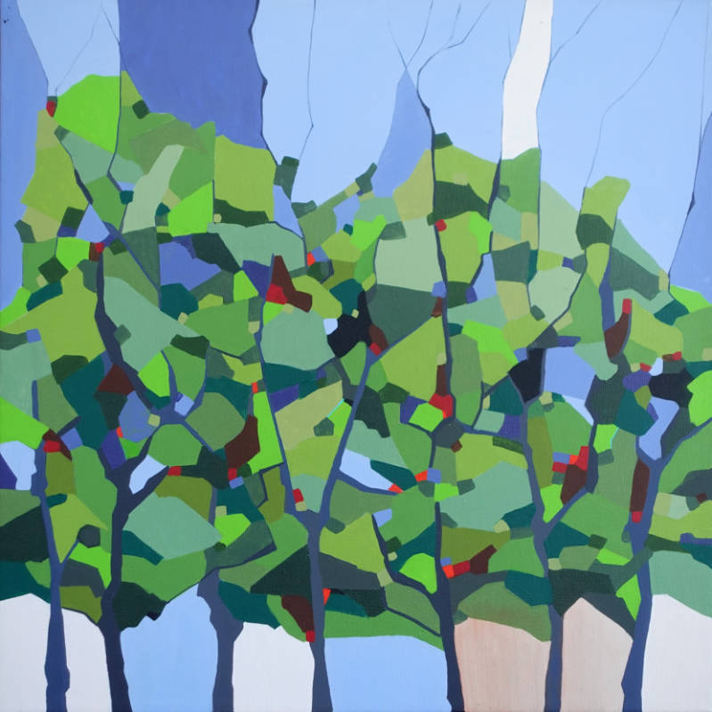 Abstrakt maleri af skovbrynets særlige stemning