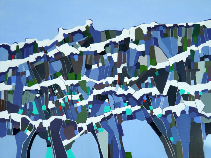 Abstrakt akrylmaleri af et oprørt hav