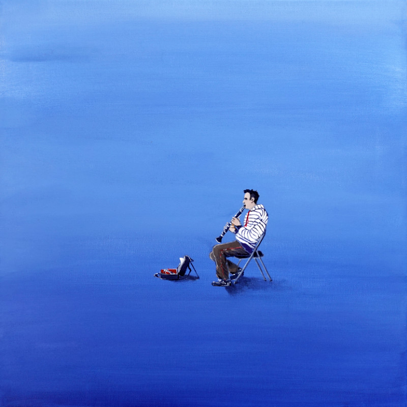 Abstrakt maleri af clarinetspiller